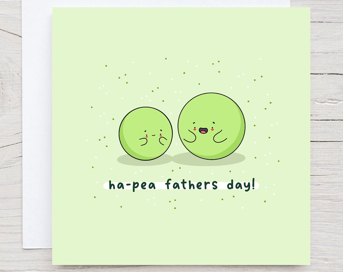 Ha-Pea Fathers Day Cute Green Peas Pun Illustrated Card Print