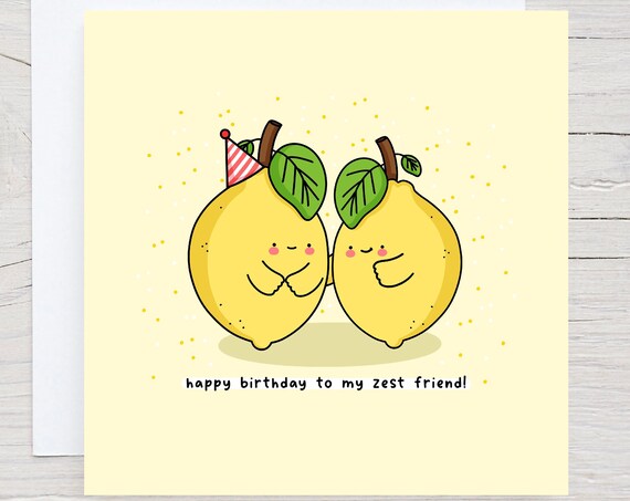 Cute Birthday Card For Best Friend Kawaii Birthday Card Funny Pun Birthday Card Lemon Puns Kawaii