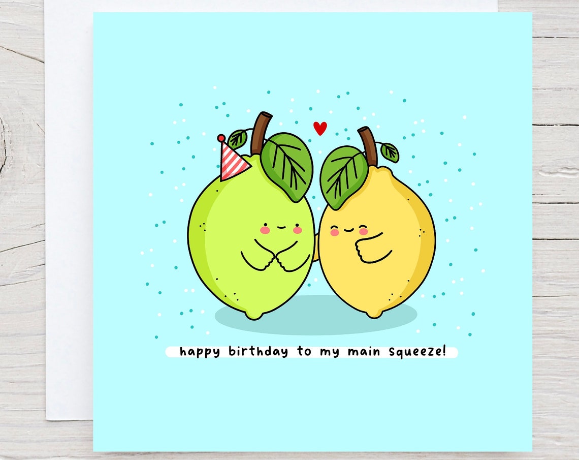 Kawaii Lemon Lime Birthday Pun Poster Main Squeeze Party Hat