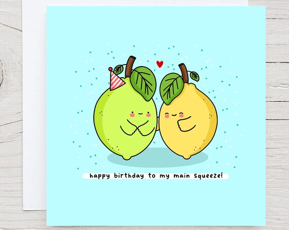 Cute Birthday Card For Partner Kawaii Birthday Card Funny Pun Birthday Card Lemon Puns Lime Puns Punny