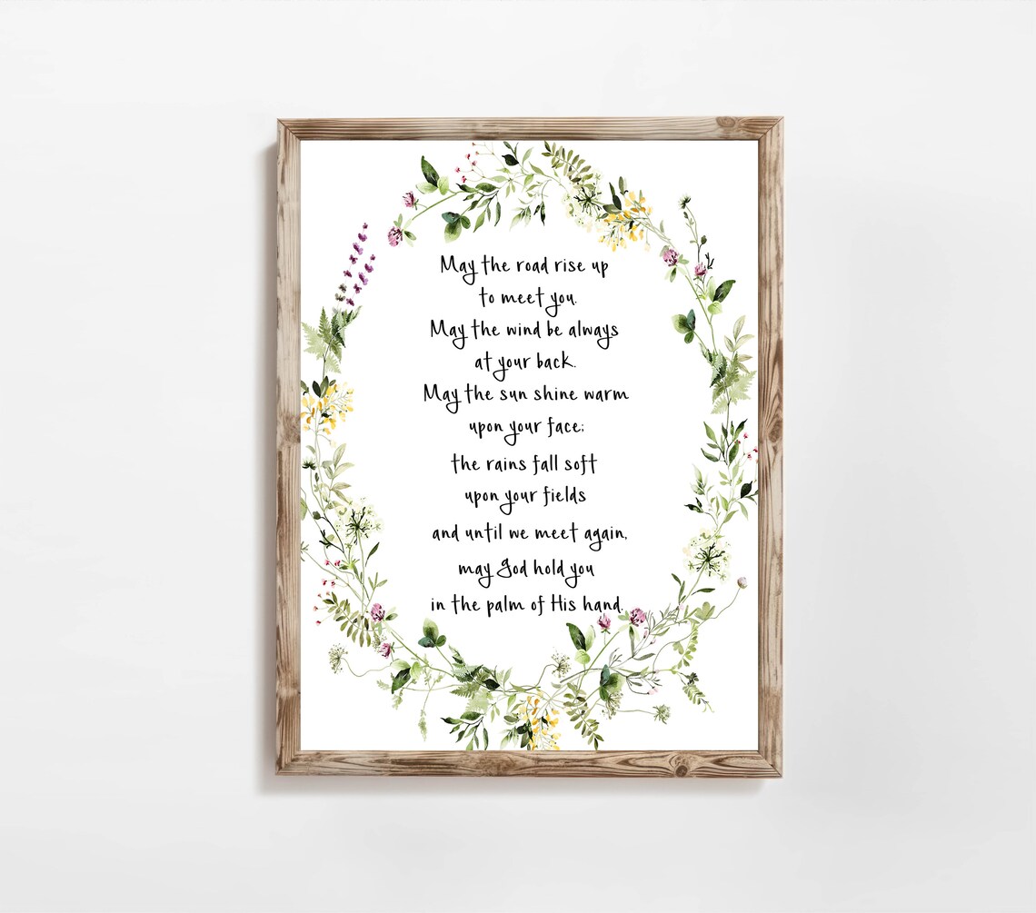 Irish Blessing May The Road Rise Up To Meet You Floral Wreath Poster - Image 9