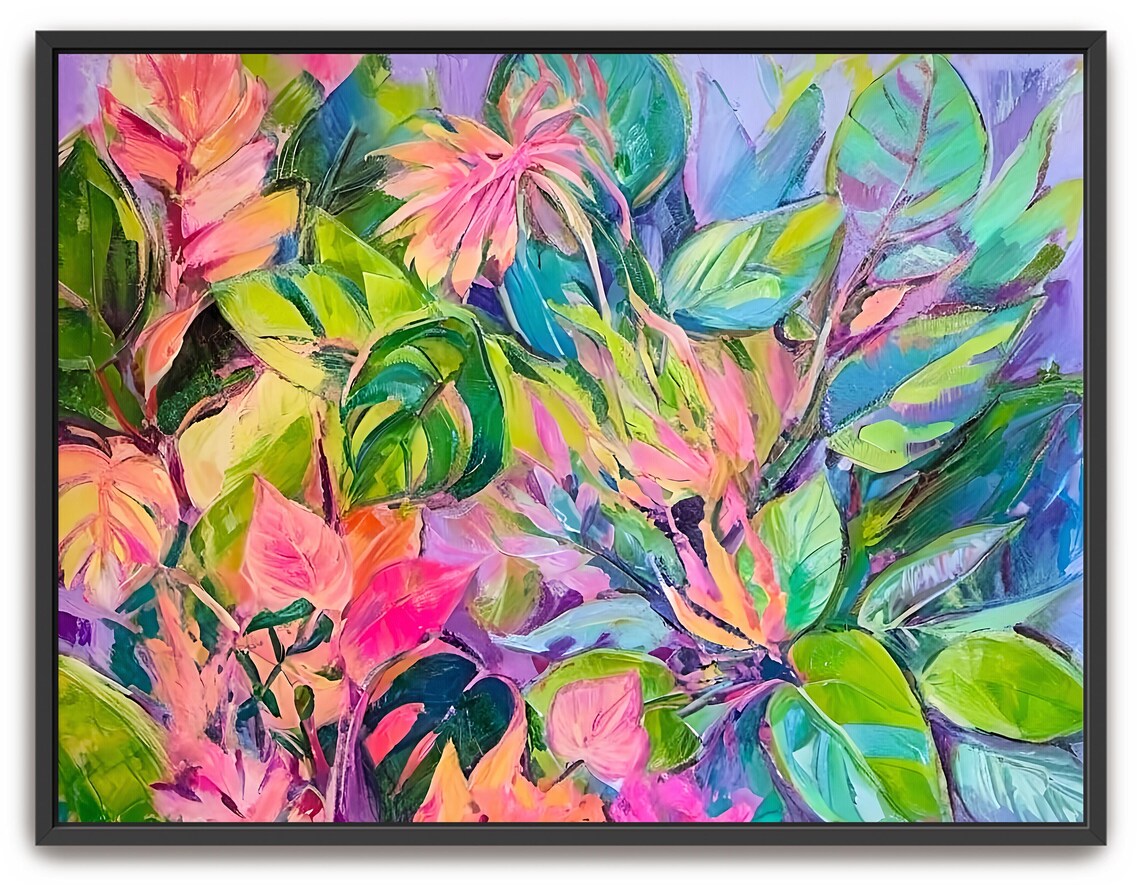 Abstract Acrylic Palm Leaves Tropical Island Art Print - Image 5