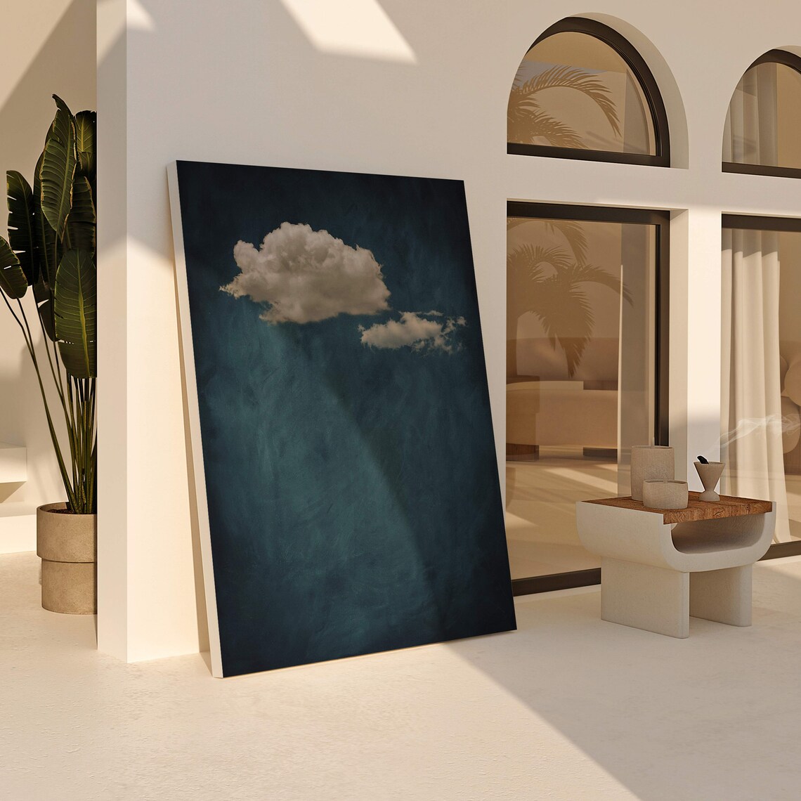 Vintage Moody Clouds Minimalist Living Room Art Print - Image 2