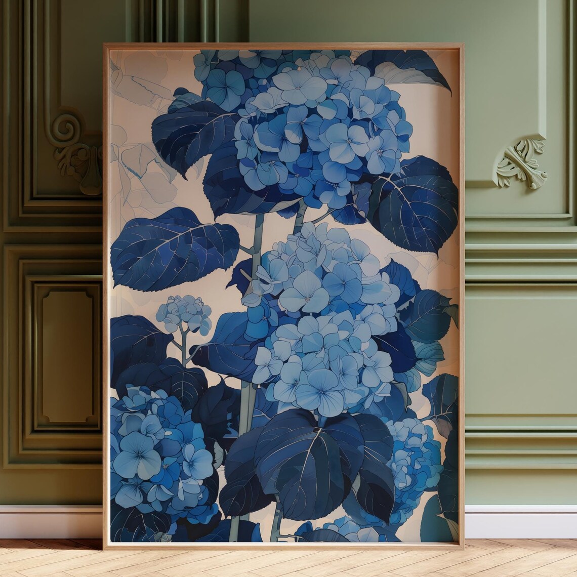 Blue Hydrangea Vintage Botanical Wall Art Print - Image 4