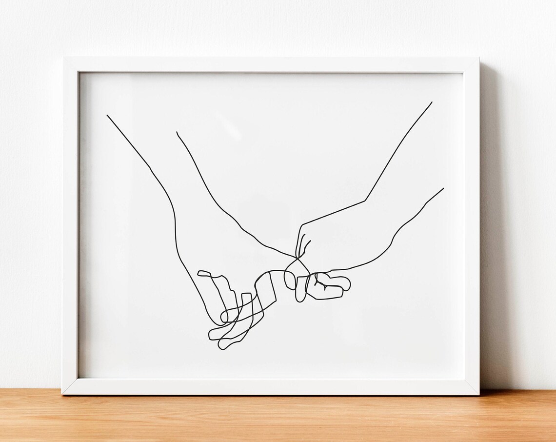 Pinky Swear Hands Minimalist Couple Art Print - Image 4