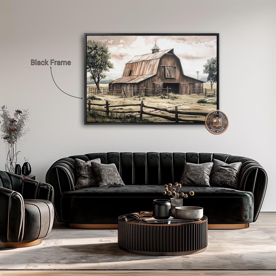 Rustic Wooden Barn With Split Rail Fences Country Landscape Poster - Image 4