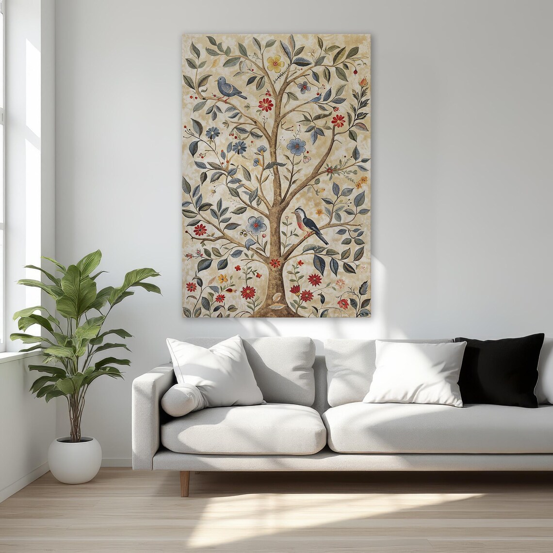 Tree Of Life Floral Bird Branch Boho Art Print