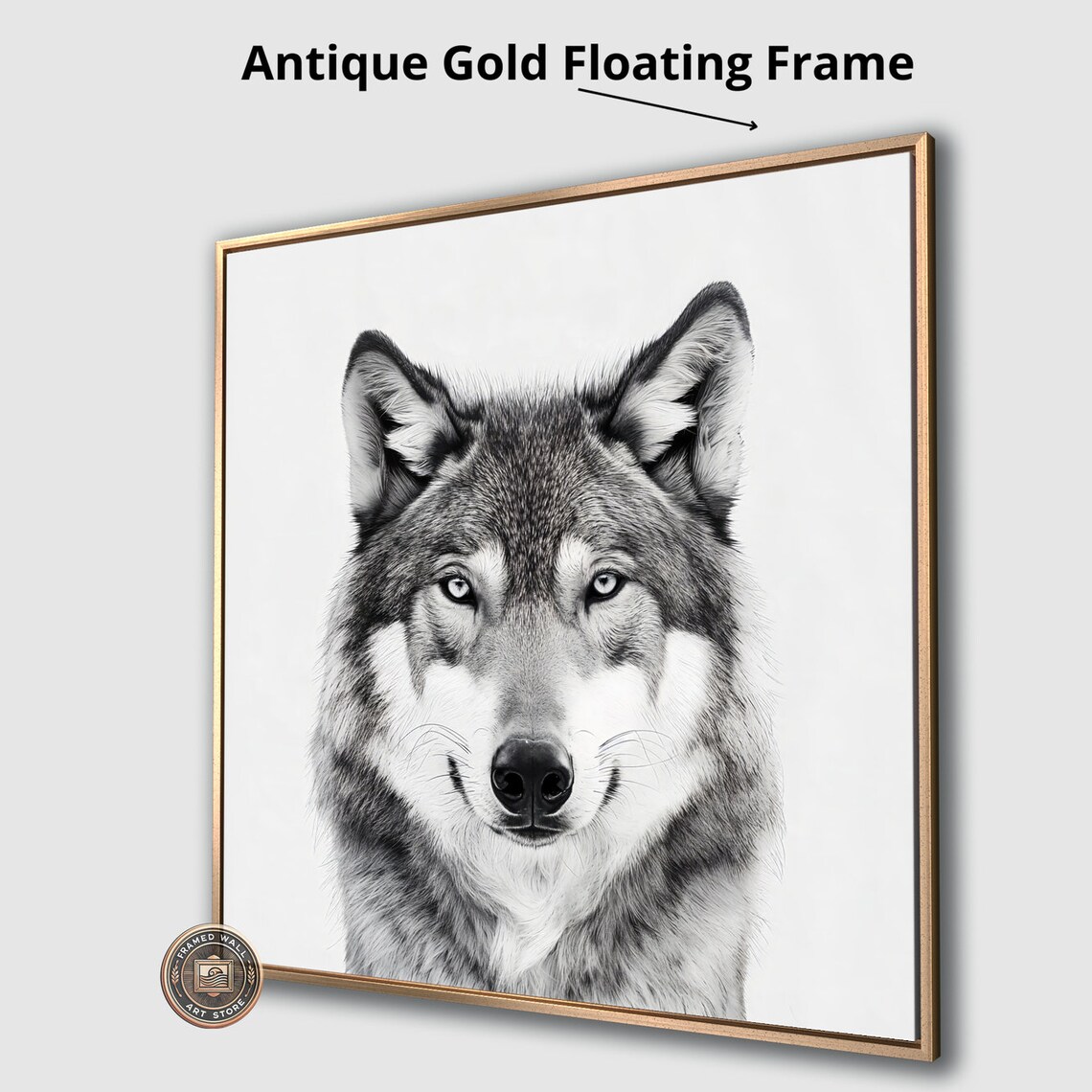 Majestic Grey Wolf Close Up Black And White Wildlife Portrait Wall Poster - Image 4
