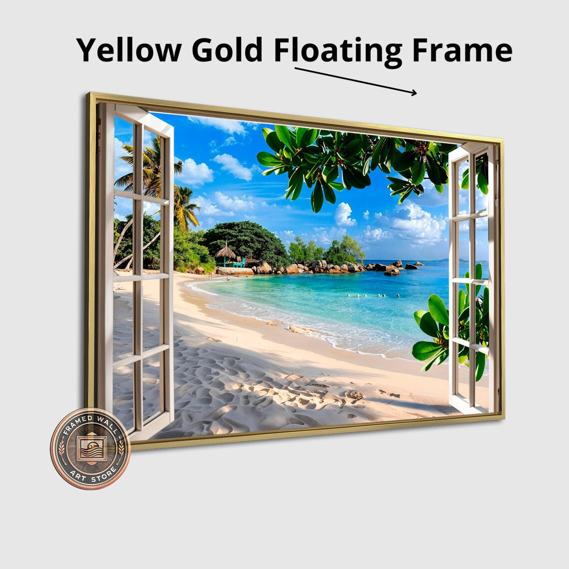 Tropical Beach Window View Art Print, Coastal Scene - Image 3