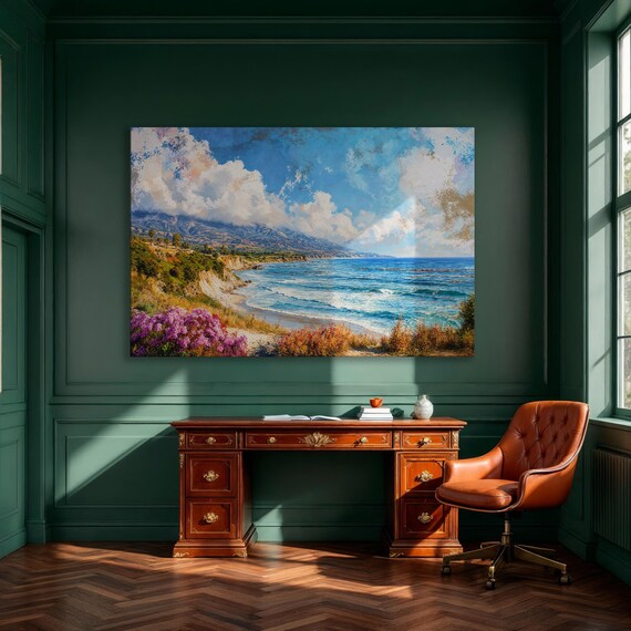 Coastal Seascape Ocean Waves Beach Summer Framed Canvas Wall Art