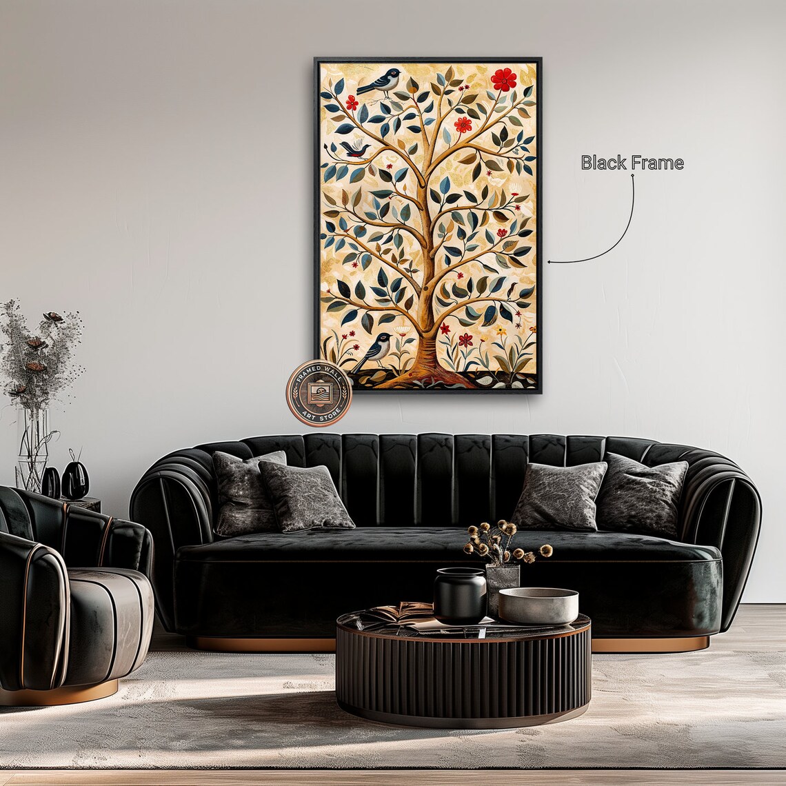 Abstract Tree Of Life With Birds And Flowers Art Print - Image 3