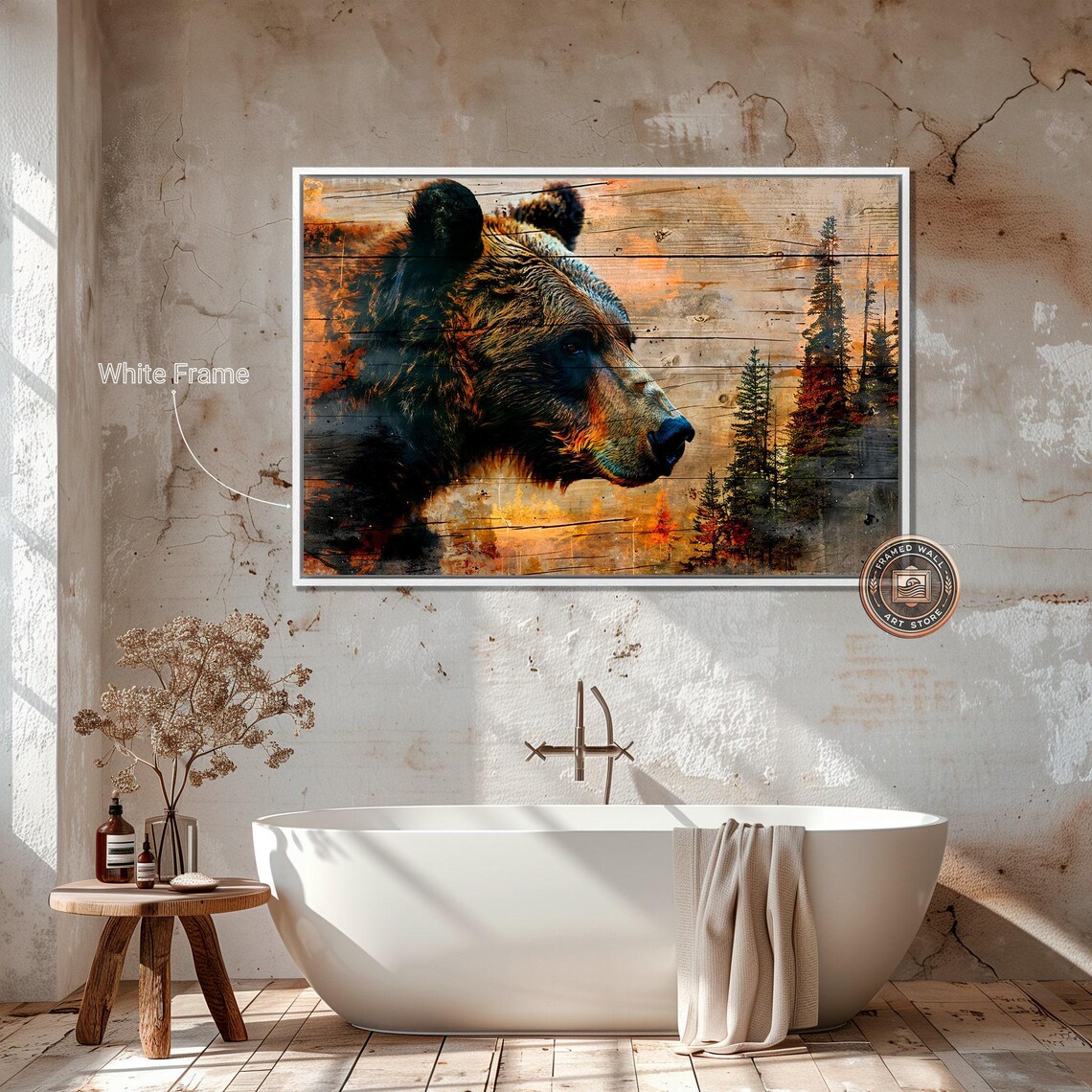 Intense Bear Portrait, Rustic Farmhouse Wall Art Print - Image 4