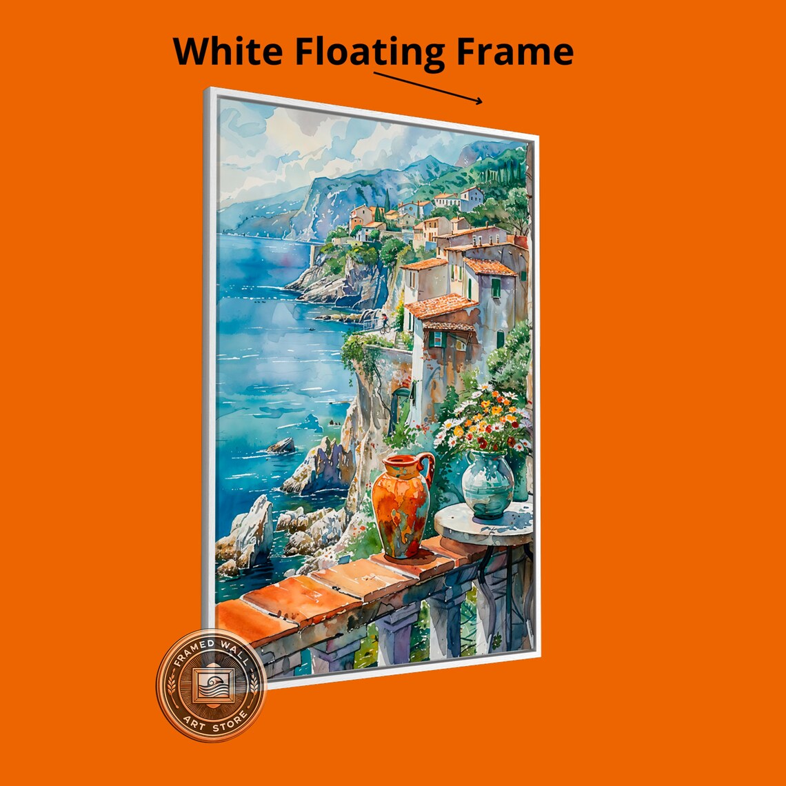 Balcony Coastal Village Cliffside Sea View Mediterranean Terrace Art Poster - Image 4