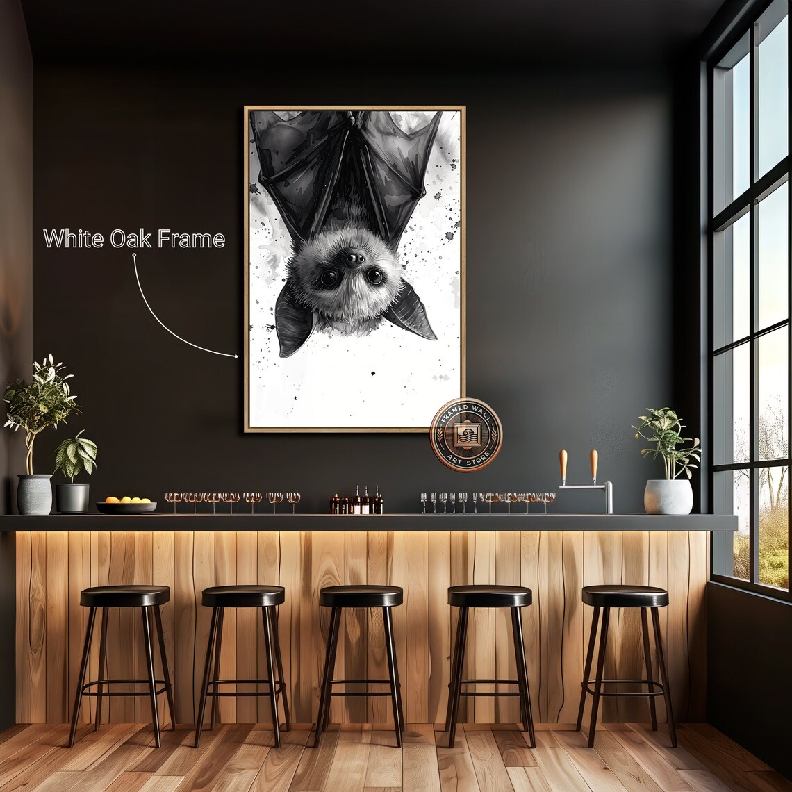 Adorable Bat Nursery Art Print, Cute Black And White - Image 2