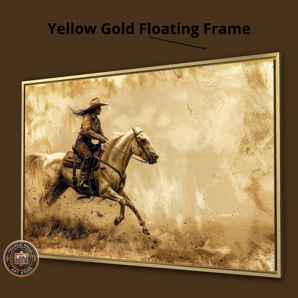 Western Cowgirl Riding White Horse Sepia Ranch Vintage Art Poster - Image 3