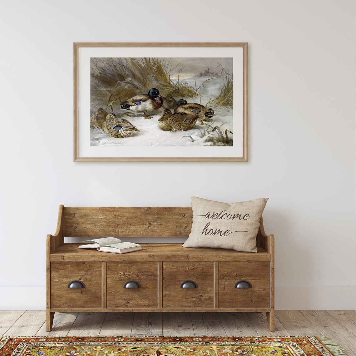 Vintage Duck Winter Snow Landscape Art Print - Image 2