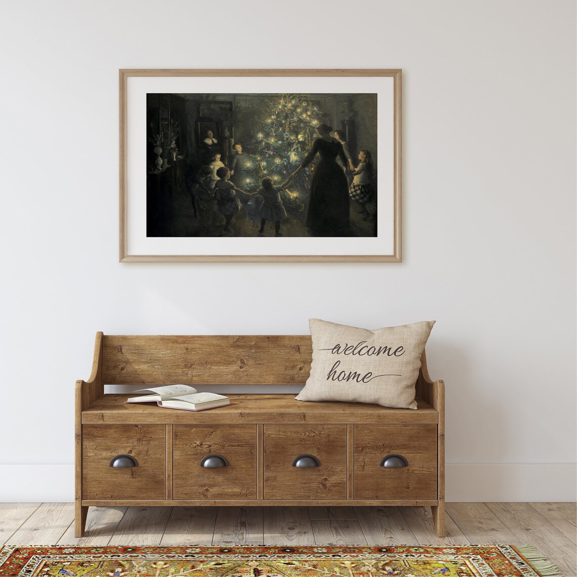 Christmas Tree Vintage Winter Painting Art Print - Image 2