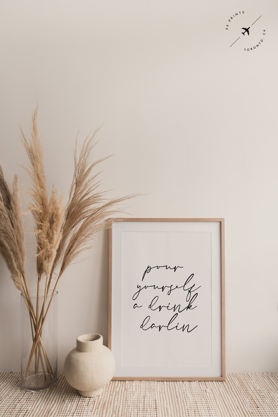 Pour Yourself A Drink Darlin Script Quote Bar Kitchen Art Poster - Image 2