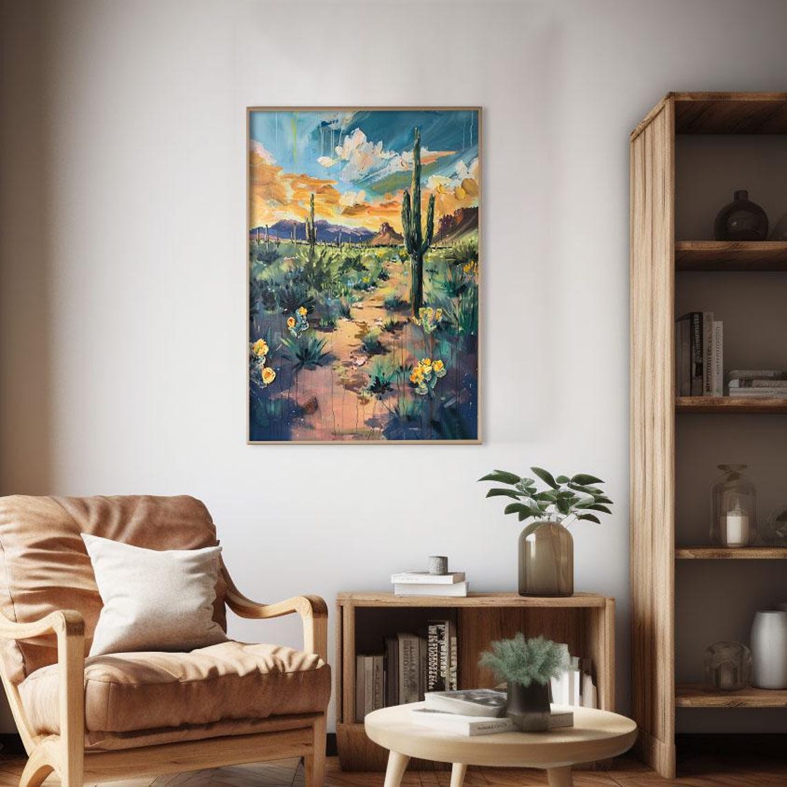 Twilight Desert Saguaro Cactus Colorful Sunset Landscape Poster - Image 2