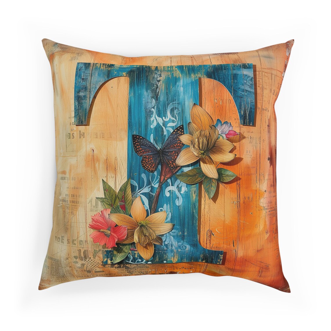 Colorful Letter T Boho Floral Butterfly Alphabet Design Poster - Image 2