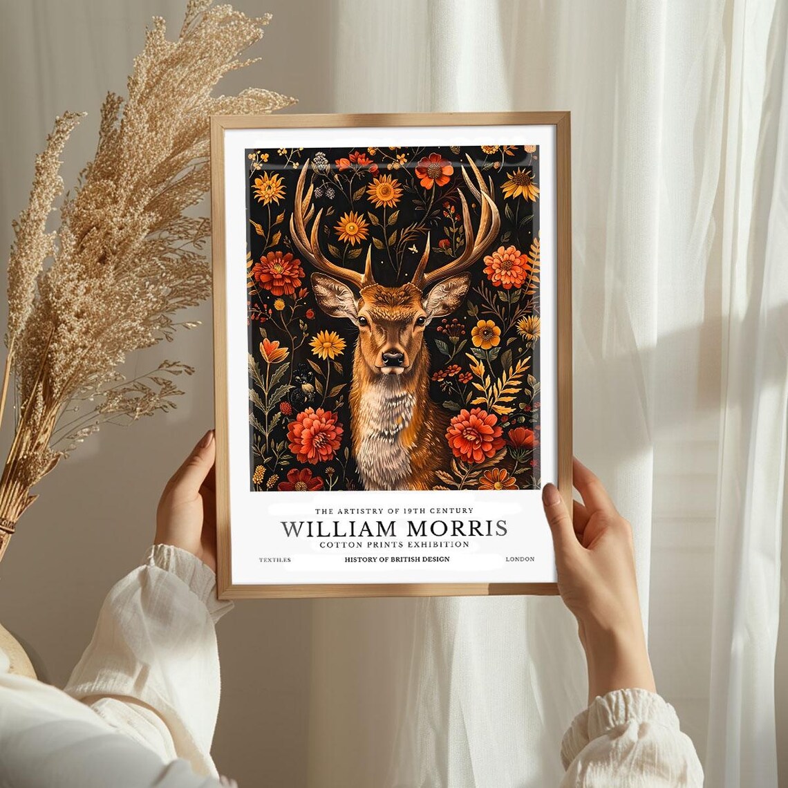 William Morris Majestic Deer Antlers Floral Cotton Prints Exhibition Poster - Image 3
