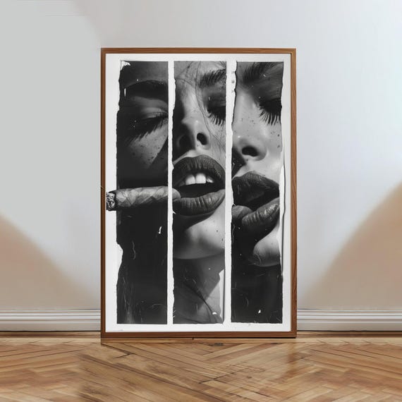 Modern Abstract Wall Art Stylish Lips Art Print Black And White Lip Art Poster Contemporary Art For Home Decor Fashionable Wall Art