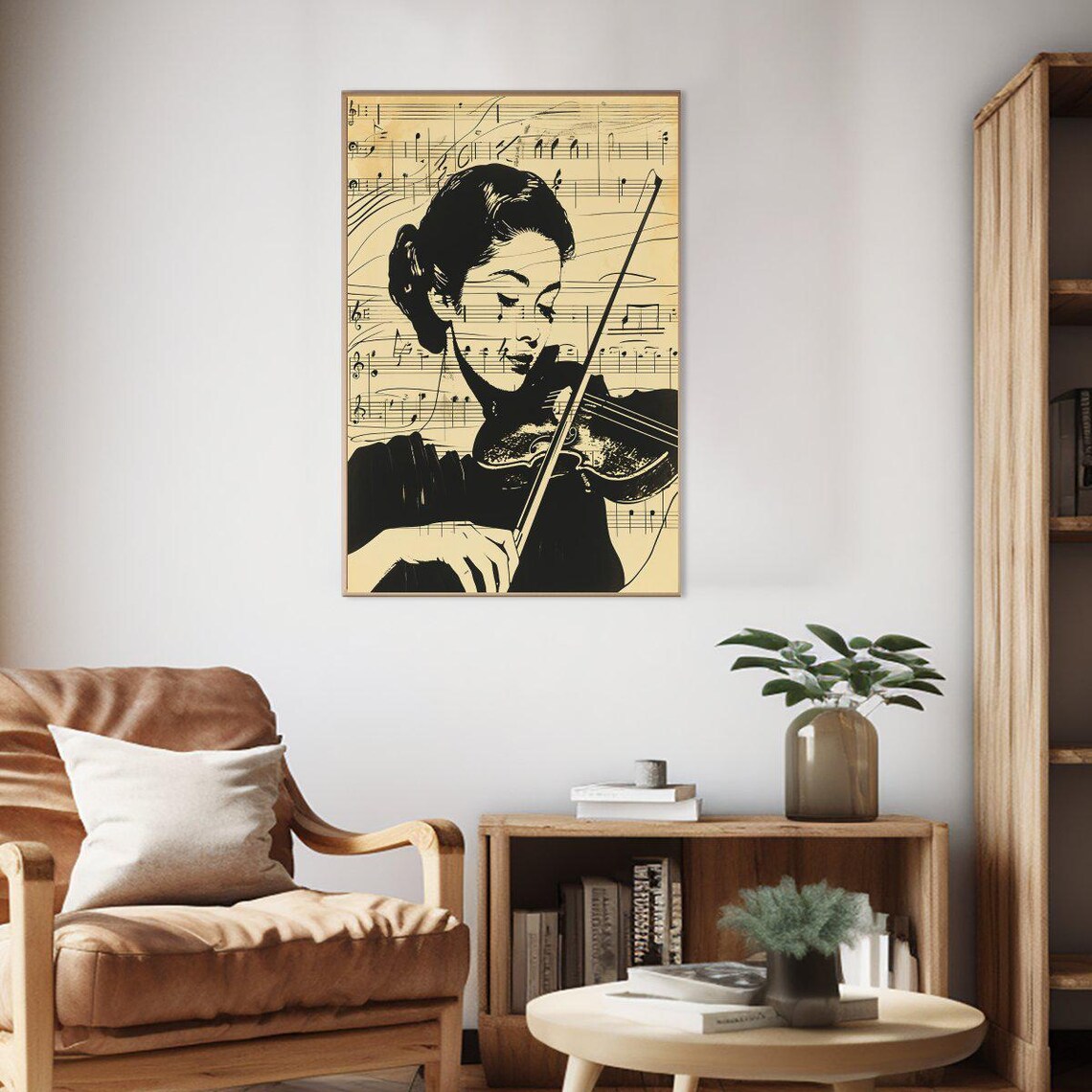 Woman Violinist Playing Violin Vintage Sheet Music Art Poster - Image 2