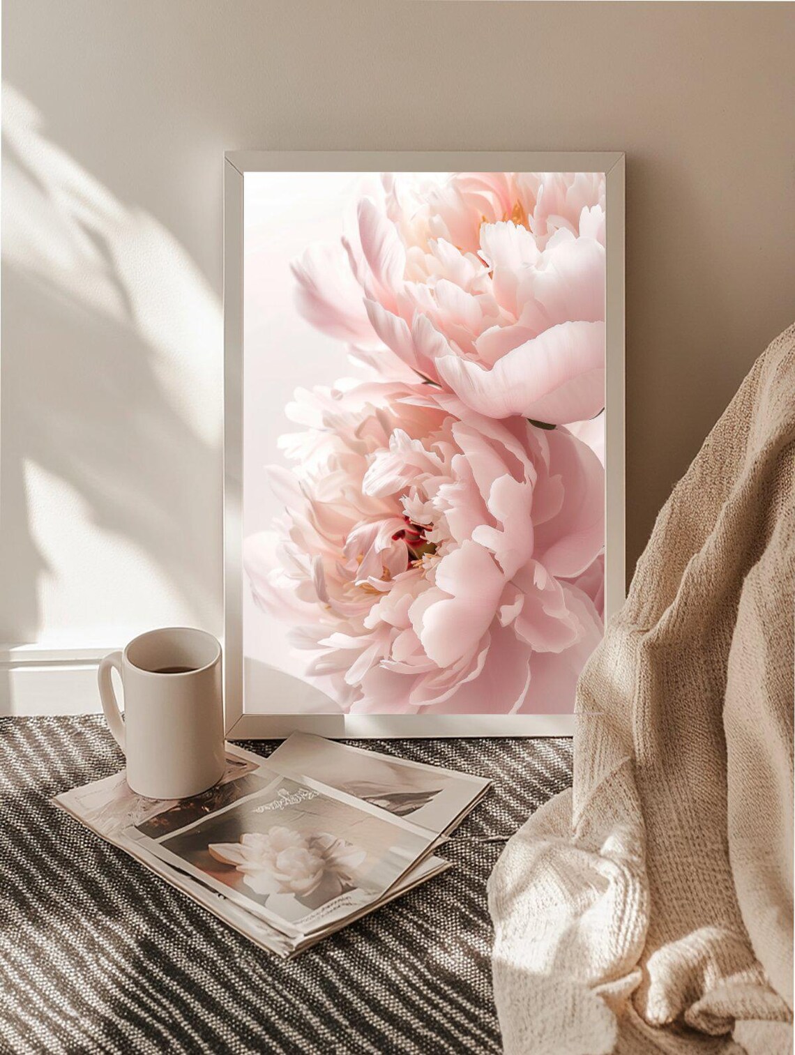 Soft Pink Peony Flower Close Up Macro Floral Photography Poster - Image 2
