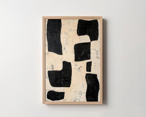 Modern Abstract Art Print Minimalist Wall Decor Black And White Large Artwork Contemporary Design