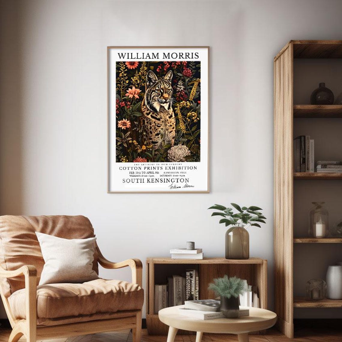 William Morris Lynx Wild Cat Floral Botanical Exhibition Poster - Image 2