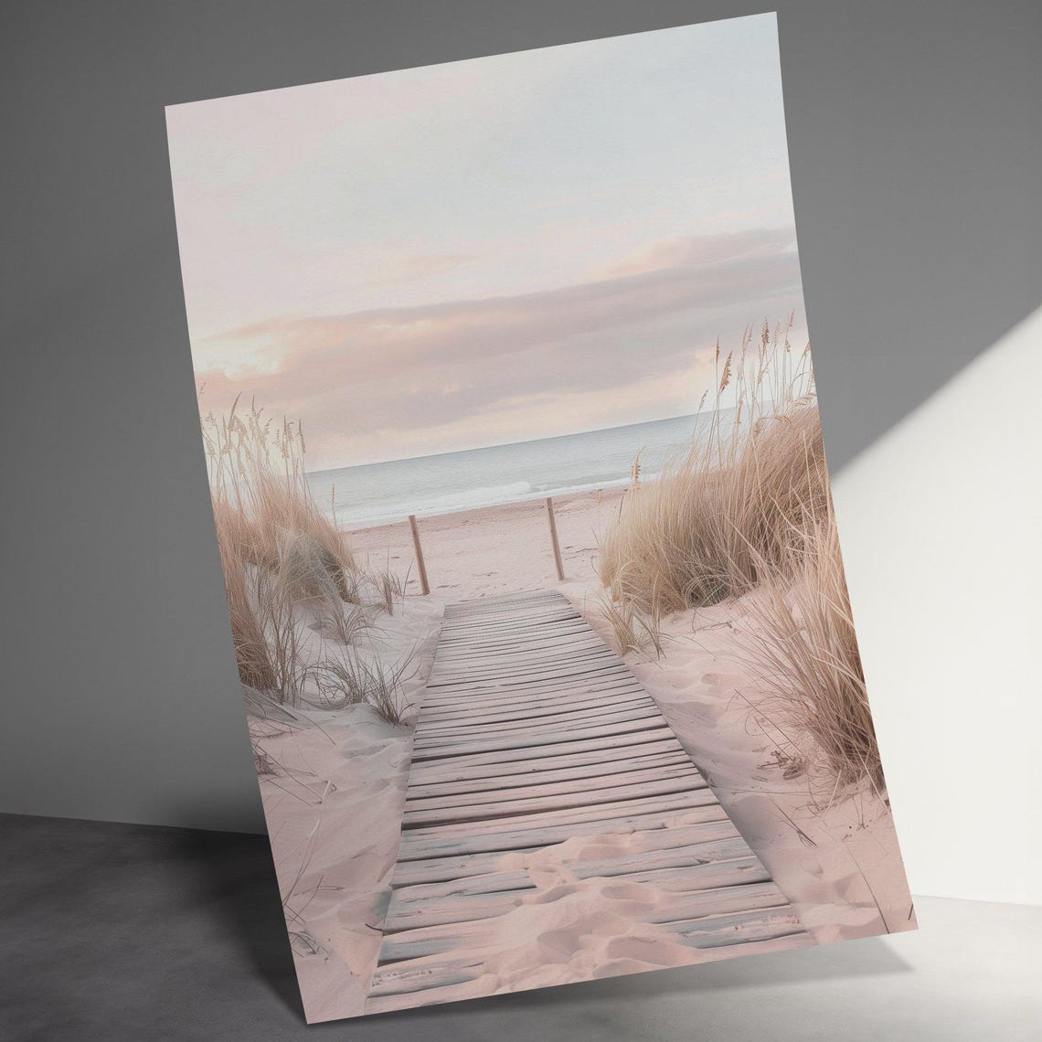 Serene Wooden Boardwalk Path To Beach At Sunset Seaside Walk Poster - Image 3