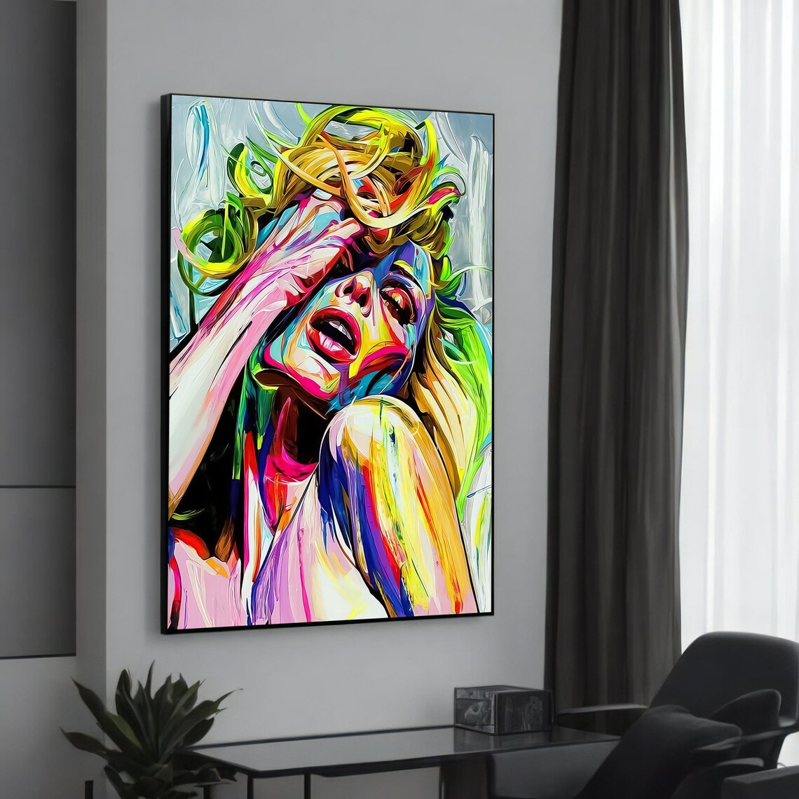 Vibrant Woman Portrait, Modern Abstract Art Print