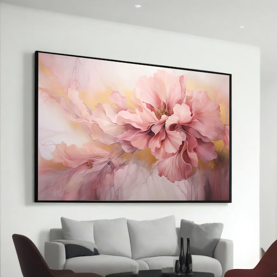 Soft Pink Peony Abstract Floral Blush Dreamy Watercolor Poster