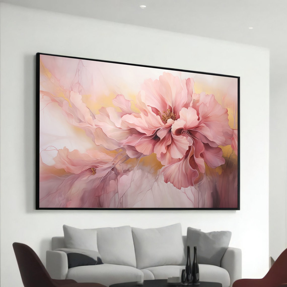 Soft Pink Peony Abstract Floral Blush Dreamy Watercolor Poster