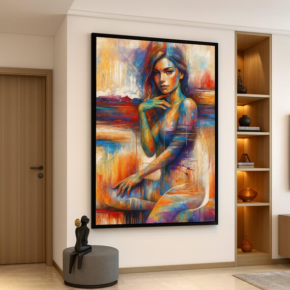 Colorful Abstract Woman Figurative Modern Painterly Art Poster