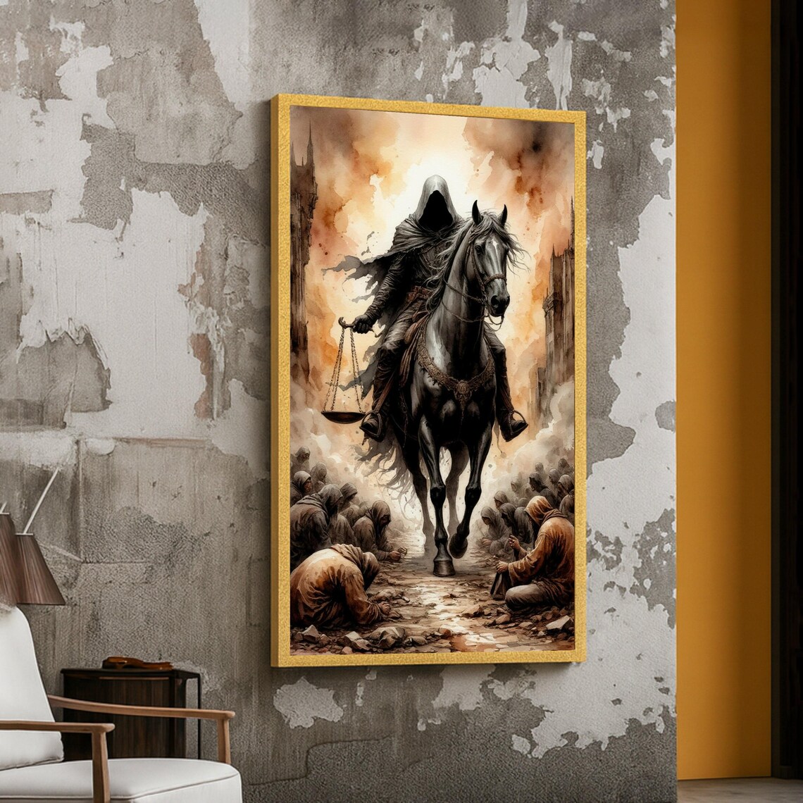 Dark Hooded Rider With Scales Apocalyptic Fantasy Horse Poster