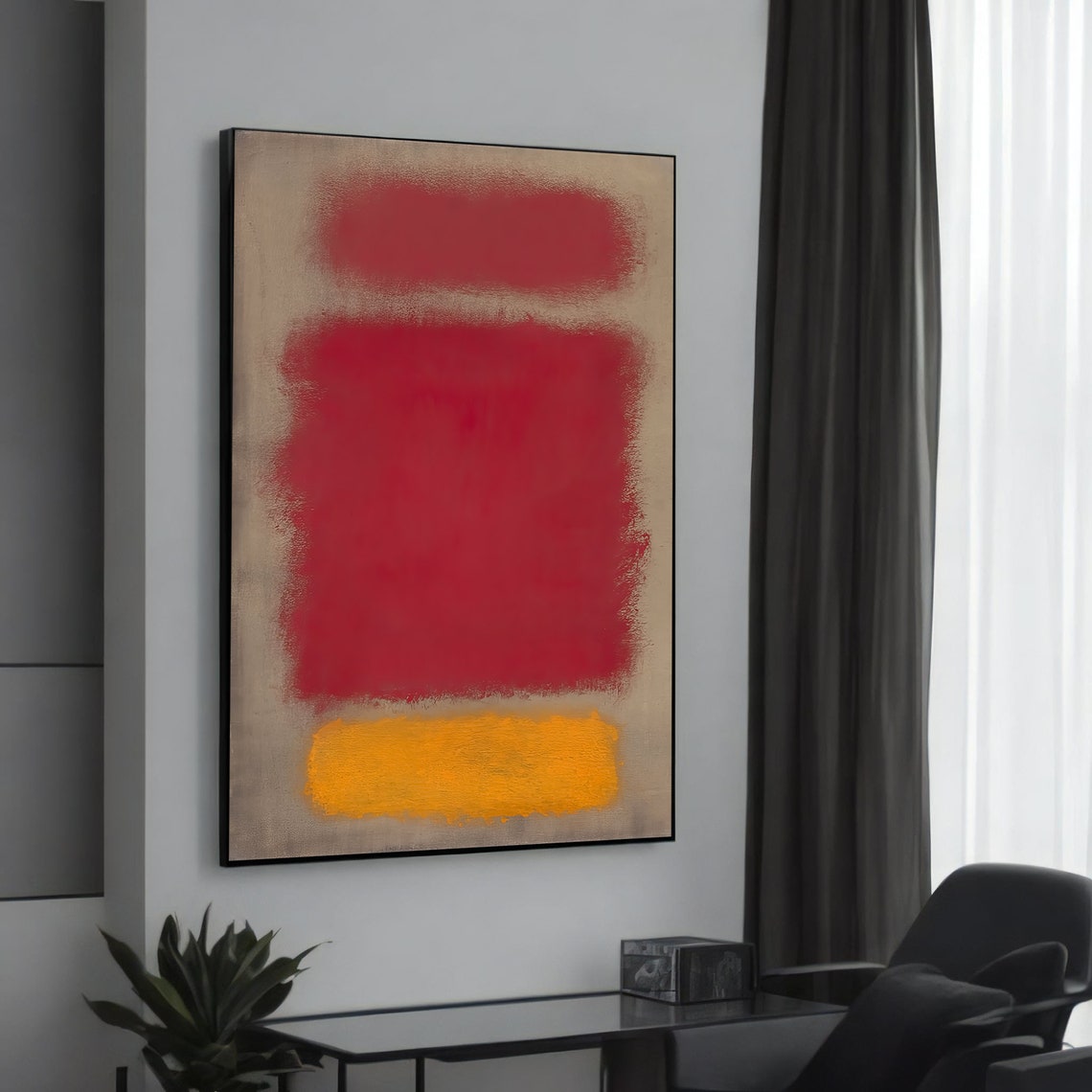 Rothko Style Red Yellow Color Field Abstract Canvas Art Poster