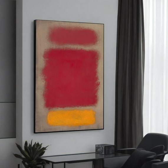 Striking Red And Yellow Mark Rothkoinspired Abstract Canvas Painting Modern Art For Home Decor Gift