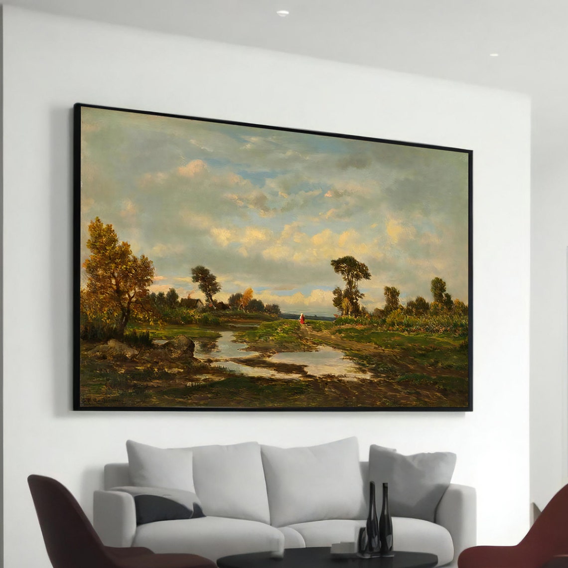 Narcisse Virgilio Diaz Marsh Landscape Pond Classic French Art Poster