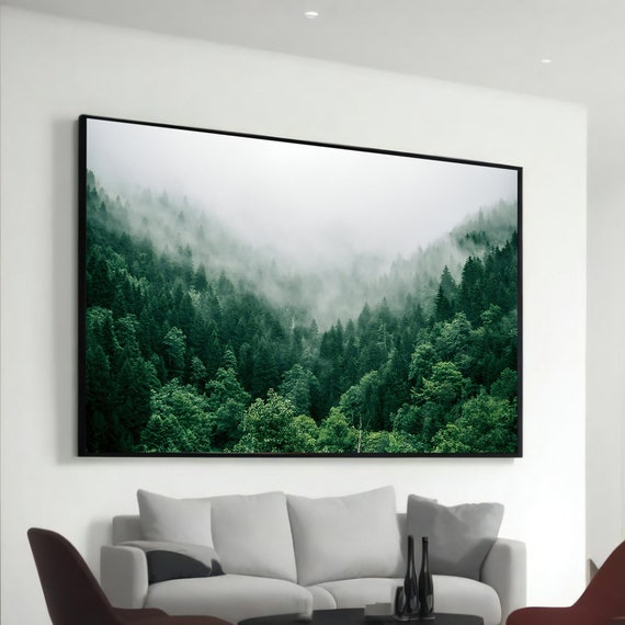Misty Forest Canvas Painting Serene Landscape Wall Art For Living Room Or Office Decor Ideal Gift Nature Lovers