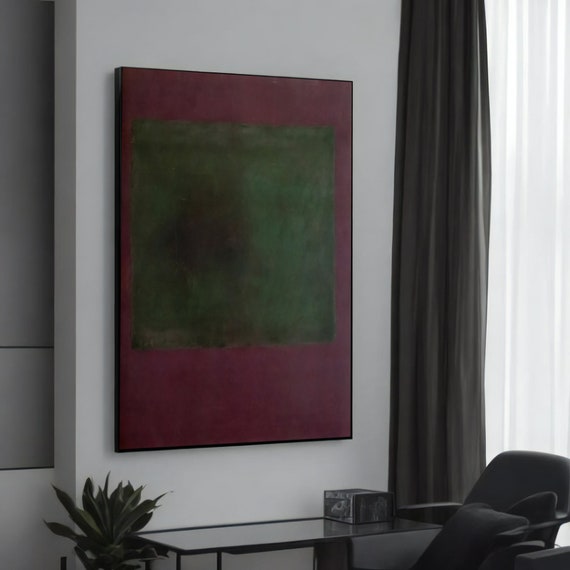 Mark Rothko Deep Green And Burgundy Abstract Canvas Painting Modern Art For Living Room Elegant Wall Decor Gift