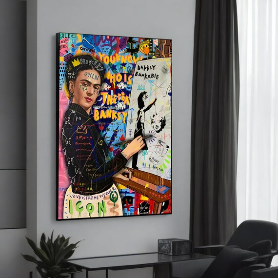 Frida Kahlo Pop Art Graffiti Artist Icon Banksy Style Poster