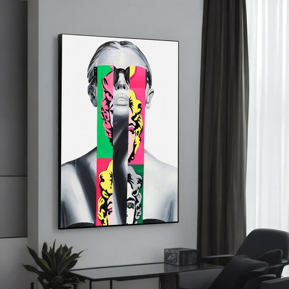 Pop Art Woman Face Collage Colorful Modern Portrait Graffiti Poster