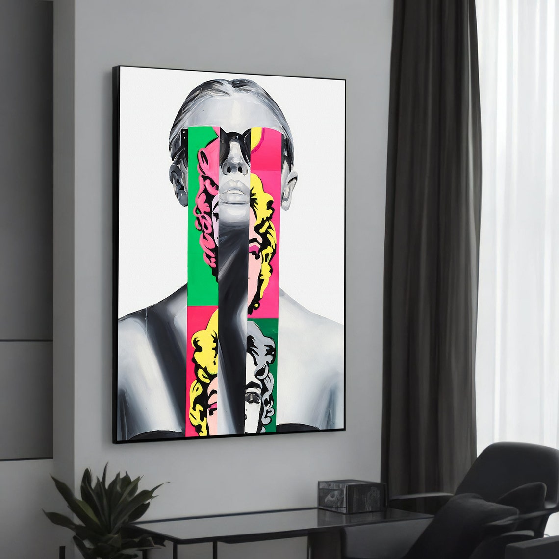 Pop Art Woman Face Collage Colorful Modern Portrait Graffiti Poster
