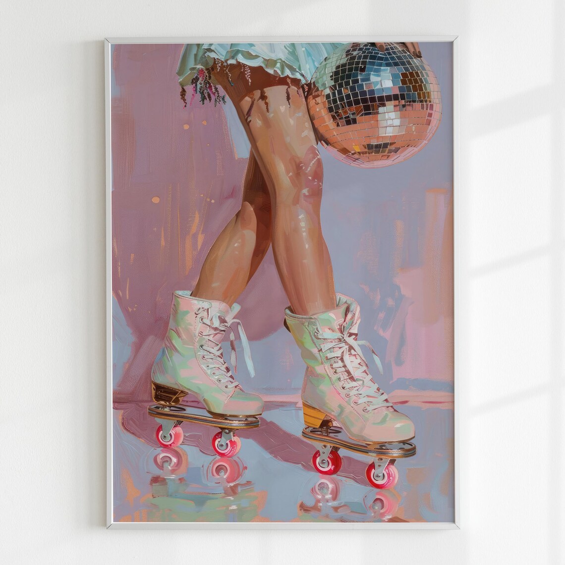 Retro Roller Skater Girl With Mirrorball Art Print - Image 5