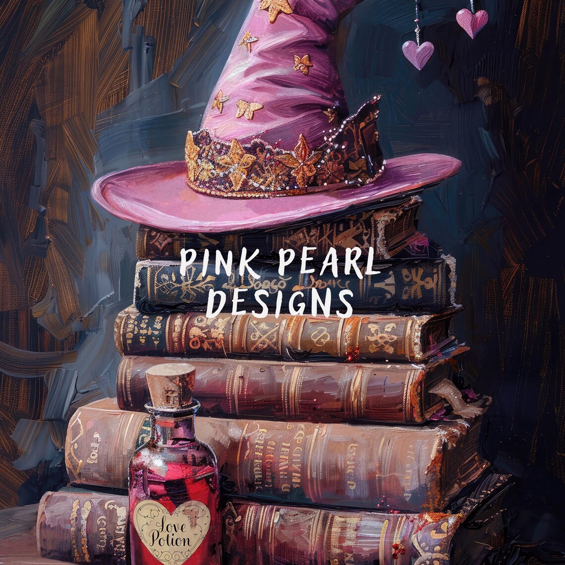 Pink Witch Hat and Books Halloween Poster, Dark Academia - Image 6