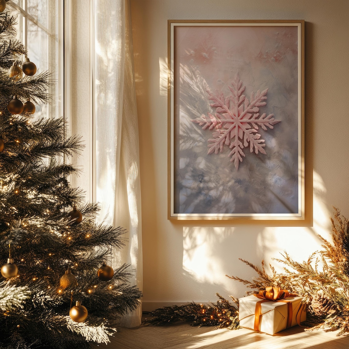 Pink Snowflake Christmas Preppy Winter Poster - Image 4