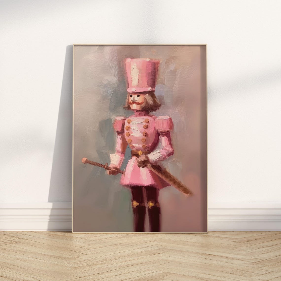 Pink Nutcracker Soldier Toy Portrait Christmas Wall Art Poster - Image 3