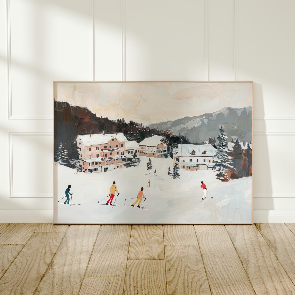 Retro Ski Resort Vintage Winter Landscape Art Print - Image 3