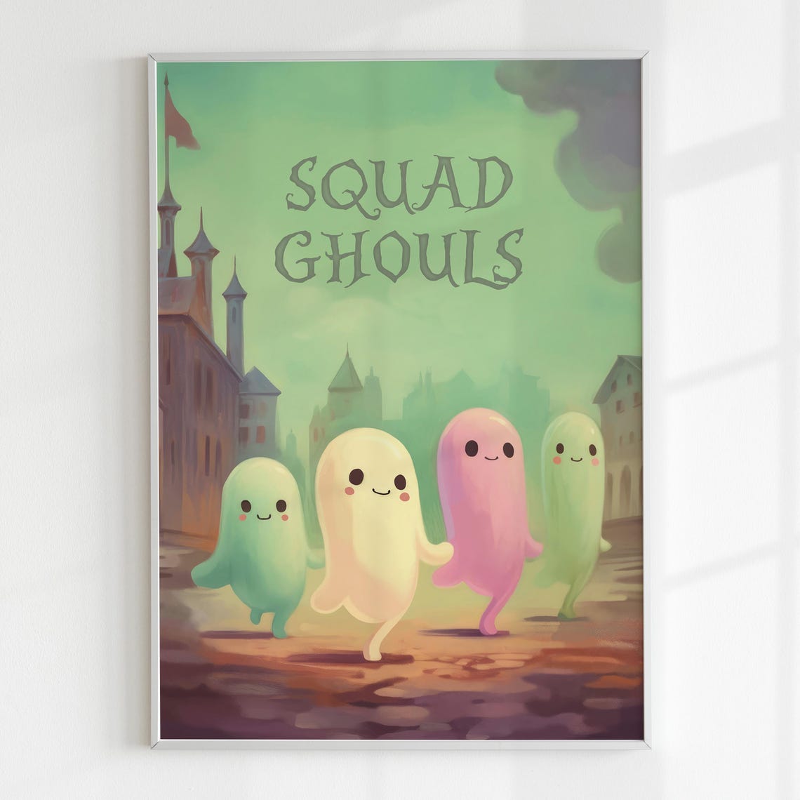 Cute Pastel Ghost Squad Ghouls Kawaii Halloween Nursery Wall Art Print - Image 5